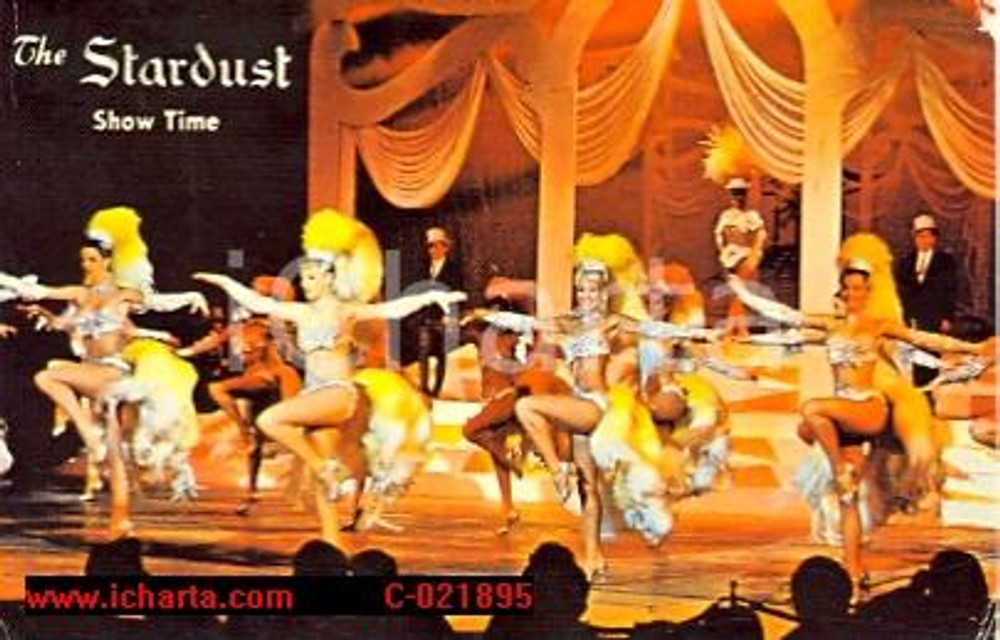 Cartolina originale da collezione 1974 LAS VEGAS USA Ballerine in costume STARDUST HOTEL 1