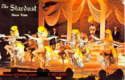 Cartolina originale da collezione 1974 LAS VEGAS USA Ballerine in costume STARDUST HOTEL 1