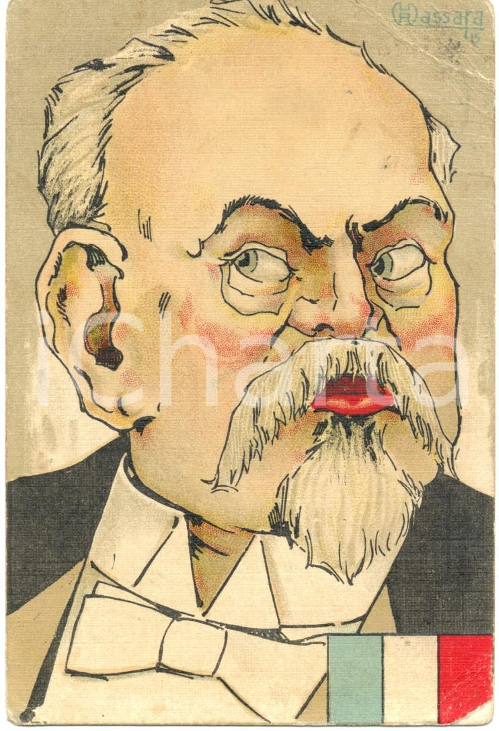 Cartolina originale da collezione 1915 ca WW1 Henri POINCARE' Cartolina ILLUSTRATA FP VG 1