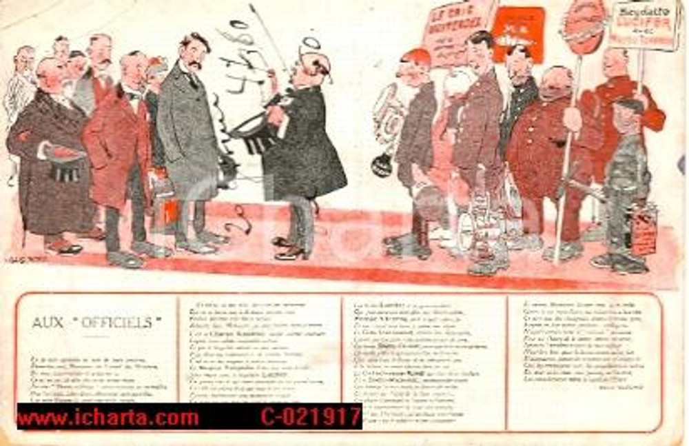 Cartolina originale da collezione 1914 Bicyclette LUCIFER Aux Officiels Postcard ill BOFA 1