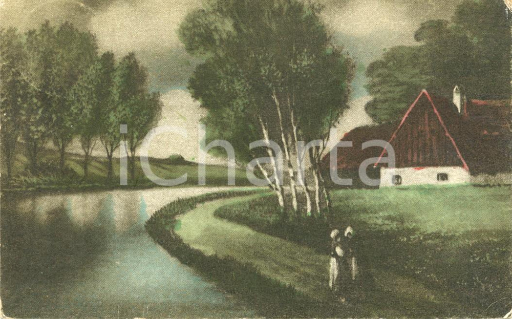 Cartolina originale da collezione 1925 ARTE Contadine in campagna olandese*Cartolina postale ILLUSTRATA FP VG 1