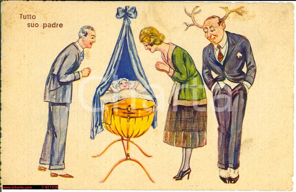 Cartolina originale da collezione 1930 ca Cartolina CECAMI Tutto suo padre forse Cartolina postale satirica 1
