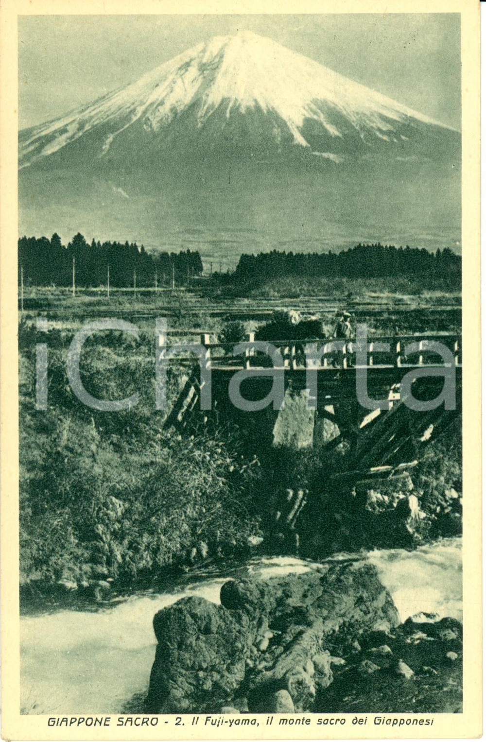 Cartolina originale da collezione 1930 ca GIAPPONE Il FUJIYAMA monte sacro Propagazione fede PIME *Cartolina FP NV 1