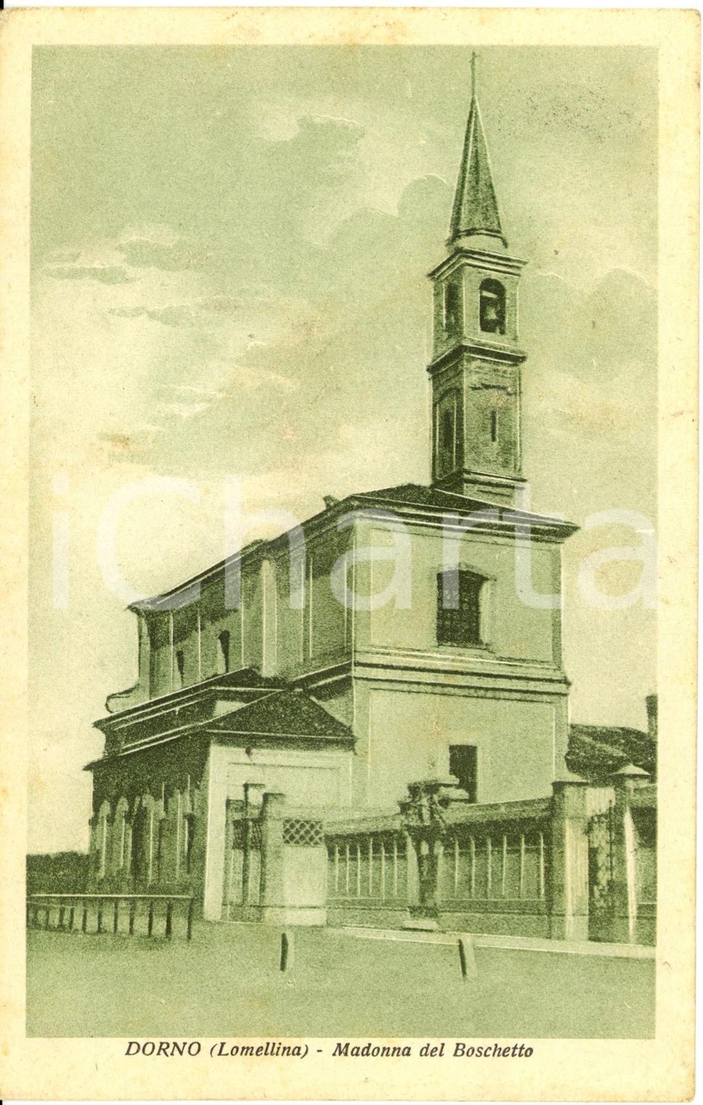 Cartolina originale da collezione 1940 DORNO (PV) Veduta del santuario MADONNA del BOSCHETTO *Cartolina FP VG 1