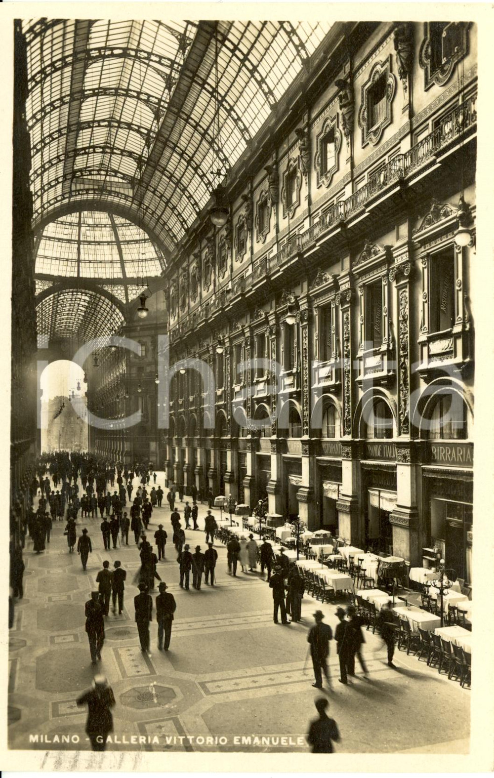Cartolina originale da collezione 1930 ca MILANO Galleria VITTORIO EMANUELE ristorante GRANDE ITALIA FP VG 1
