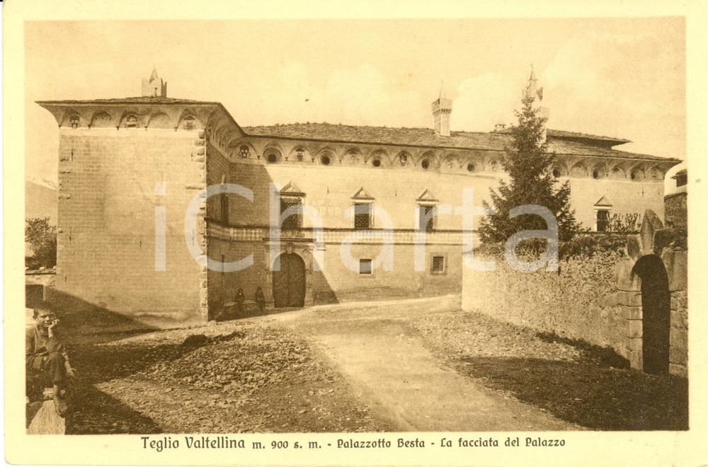 Cartolina originale da collezione 1935 ca TEGLIO VALTELLINA (SO) La facciata di Palazzo BESTA * Cartolina FG NV 1