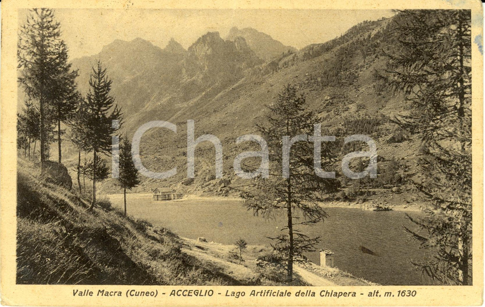 Cartolina originale da collezione 1930 ca ACCEGLIO (CN) Lago artificiale di CHIAPPERA Valle Macra *Cartolina FP VG 1
