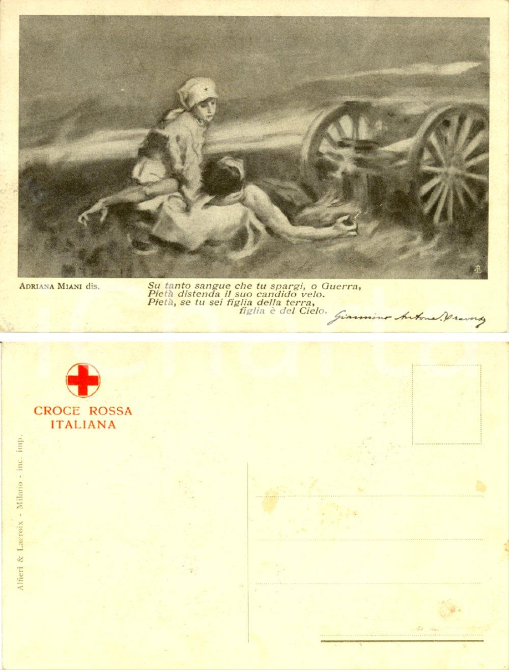 Cartolina originale da collezione 1920 ca CROCE ROSSA ITALIANA Disegno Adriana MIANI Cartolina FP NV ILLUSTRATA 1