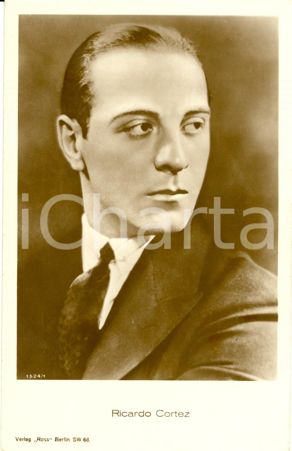 Cartolina originale da collezione 1930 ca Primo piano fotografico dell attore RICARDO CORTEZ Cartolina FP NV 1