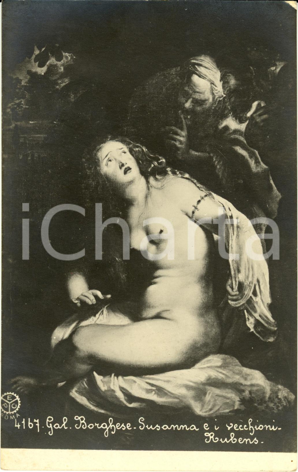 Cartolina originale da collezione 1940 ca ROMA Susanna e i vecchioni RUBENS Galleria Borghese Cartolina FP NV 1