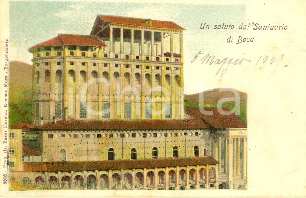 Cartolina originale da collezione 1907 BOCA (NO) Santuario del SANTISSIMO CROCIFISSO *Cartolina FP VG ILLUSTRATA 1