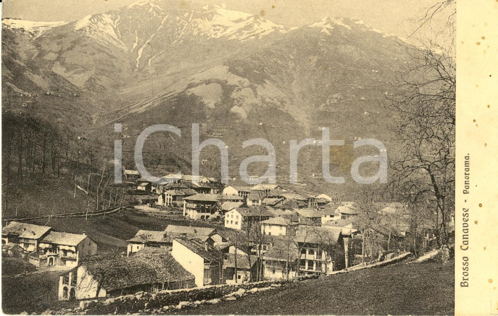 Cartolina originale da collezione 1913 BROSSO CANAVESE TO Veduta panoramica dell abitato Cartolina FP VG 1