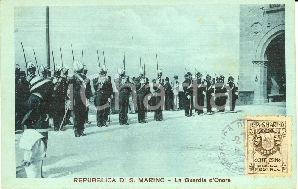 Cartolina originale da collezione 1918 REPUBBLICA DI SAN MARINO La Guardia d onore Cartolina FP VG ANIMATA 1