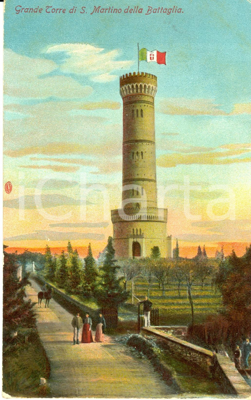 Cartolina originale da collezione 1920 ca SAN MARTINO DELLA BATTAGLIA BS La GRANDE TORRE Cartolina illustrata 1