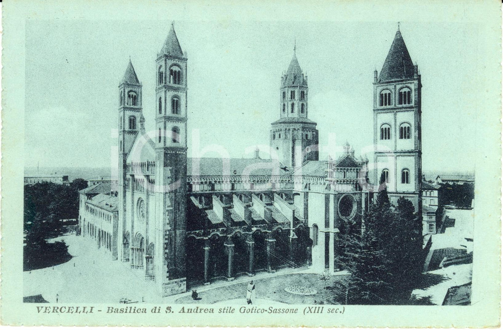 Cartolina originale da collezione 1917 VERCELLI Veduta esterna della Basilica di SANT ANDREA Cartolina FP NV 1
