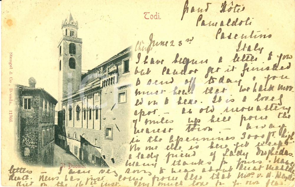 Cartolina originale da collezione 1898 TODI PG Veduta esterna Cattedrale dell ANNUNZIATA Cartolina FP VG 1
