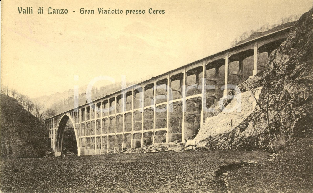 Cartolina originale da collezione 1926 CERES TO VALLI DI LANZO Il grande viadotto ferroviario Cartolina FP VG 1