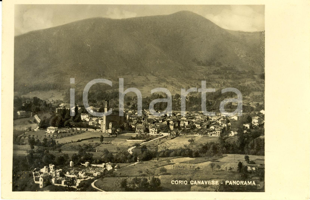 Cartolina originale da collezione 1940 ca CORIO CANAVESE (TO) Veduta panoramica dell'abitato *Cartolina FP NV 1