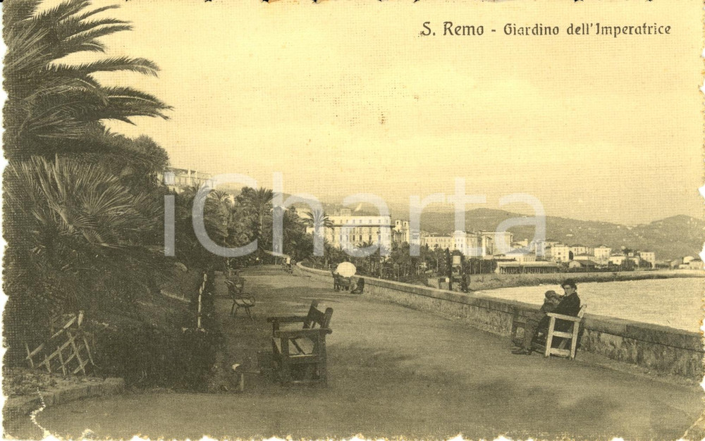 Cartolina originale da collezione 1916 SANREMO (IM) Veduta del Giardino dell'IMPERATRICE *Cartolina FP VG 1