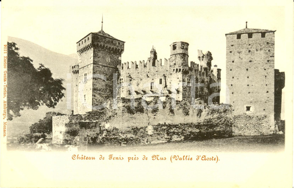 Cartolina originale da collezione 1900 ca FENIS AO Veduta del CASTELLO del paese Cartolina postale FP NV 1