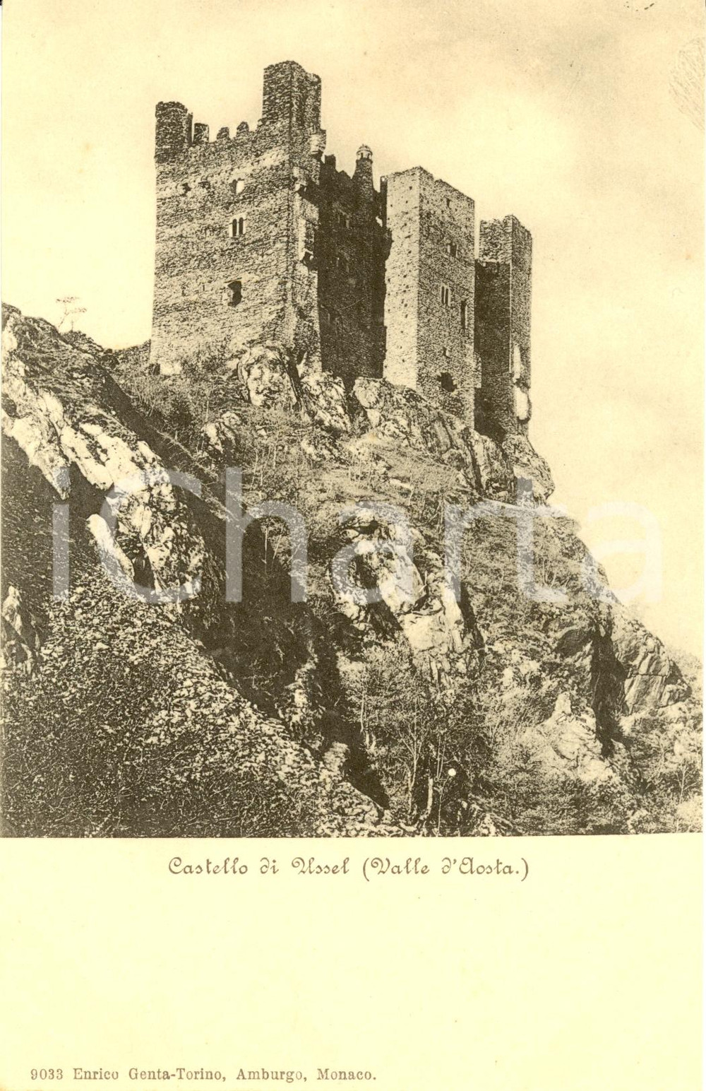 Cartolina originale da collezione 1900 ca CHATILLON AO Veduta del CASTELLO dI USSEL Cartolina postale FP NV 1