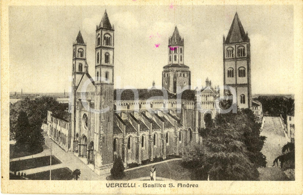 Cartolina originale da collezione 1939 VERCELLI Veduta della Basilica di SANT ANDREA Cartolina postale FP VG 1