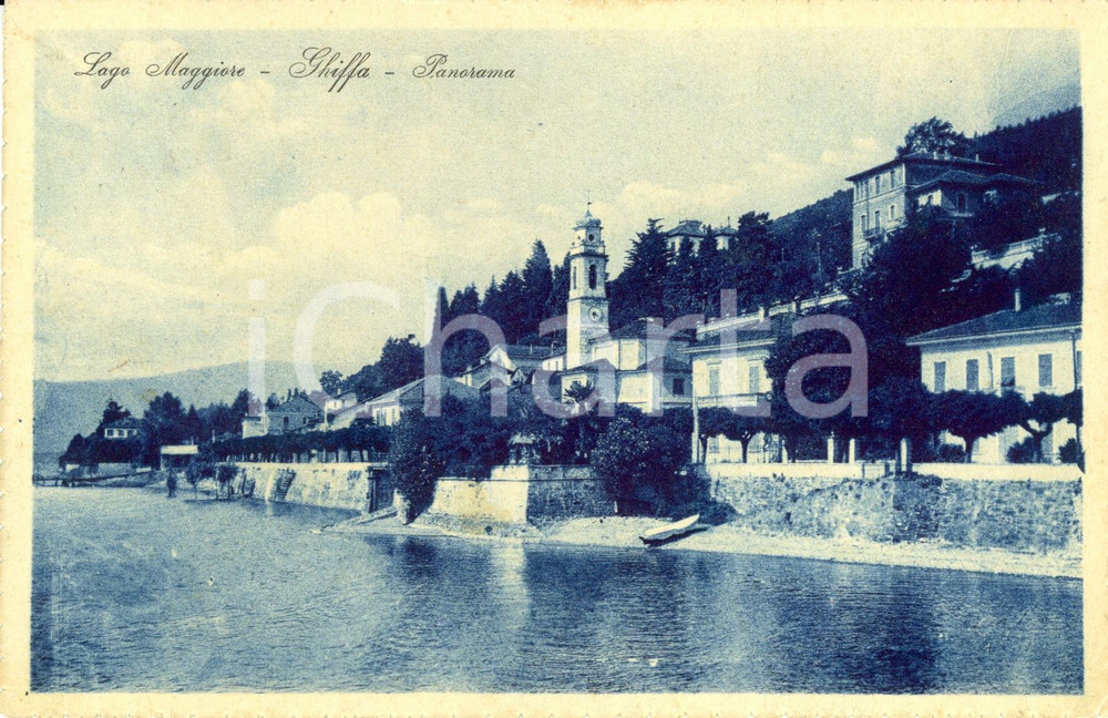 Cartolina originale da collezione 1927 GHIFFA VB LAGO MAGGIORE Panorama del paese dal lago Cartolina FP VG 1