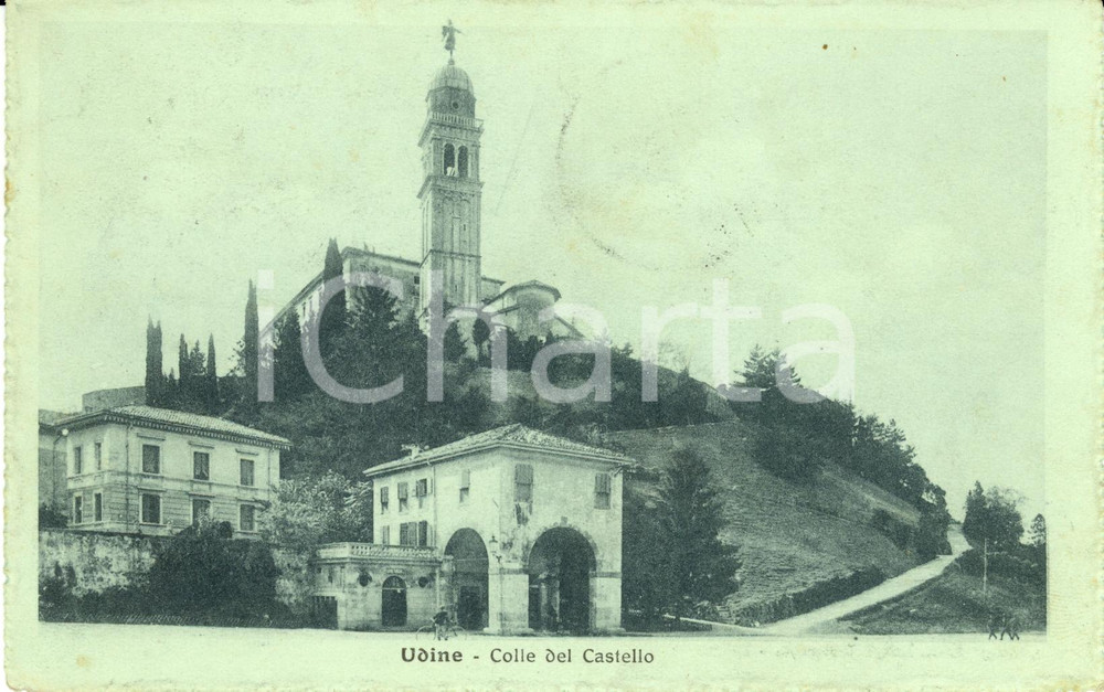 Cartolina originale da collezione 1915 UDINE Veduta del COLLE del CASTELLO Cartolina postale animata FP VG 1