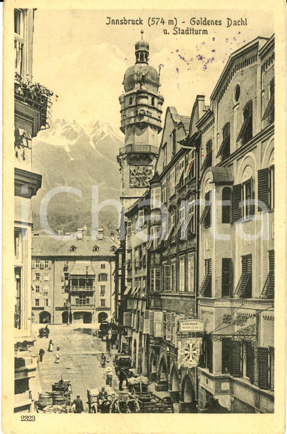 Cartolina originale da collezione 1918 INNSBRUCK AUSTRIA Golden Dachl und Stadtturm Cartolina postale FP VG 1