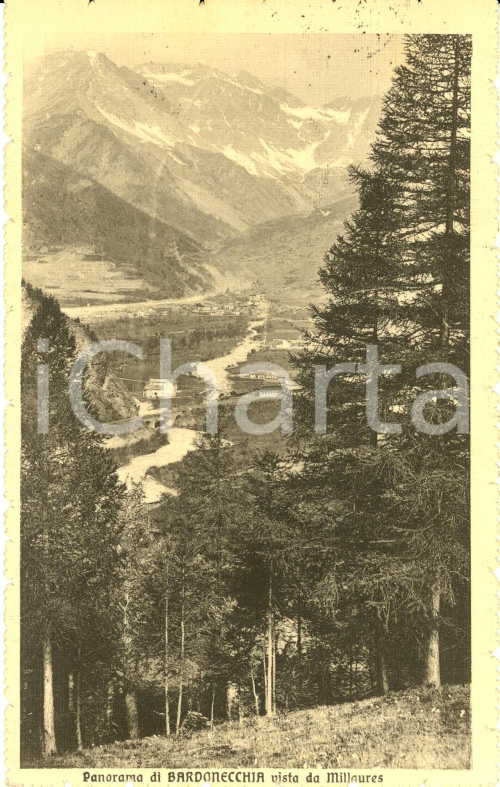 Cartolina originale da collezione 1913 BARDONECCHIA (TO) Panorama dalla frazione MILLAURES *Cartolina FP VG 1