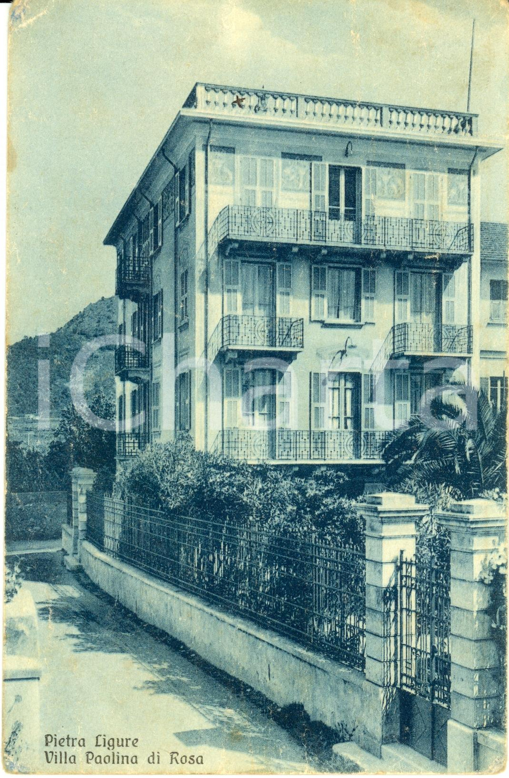 Cartolina originale da collezione 1937 PIETRA LIGURE (SV) Pensione VILLA PAOLINA DI ROSA *Cartolina FP VG 1