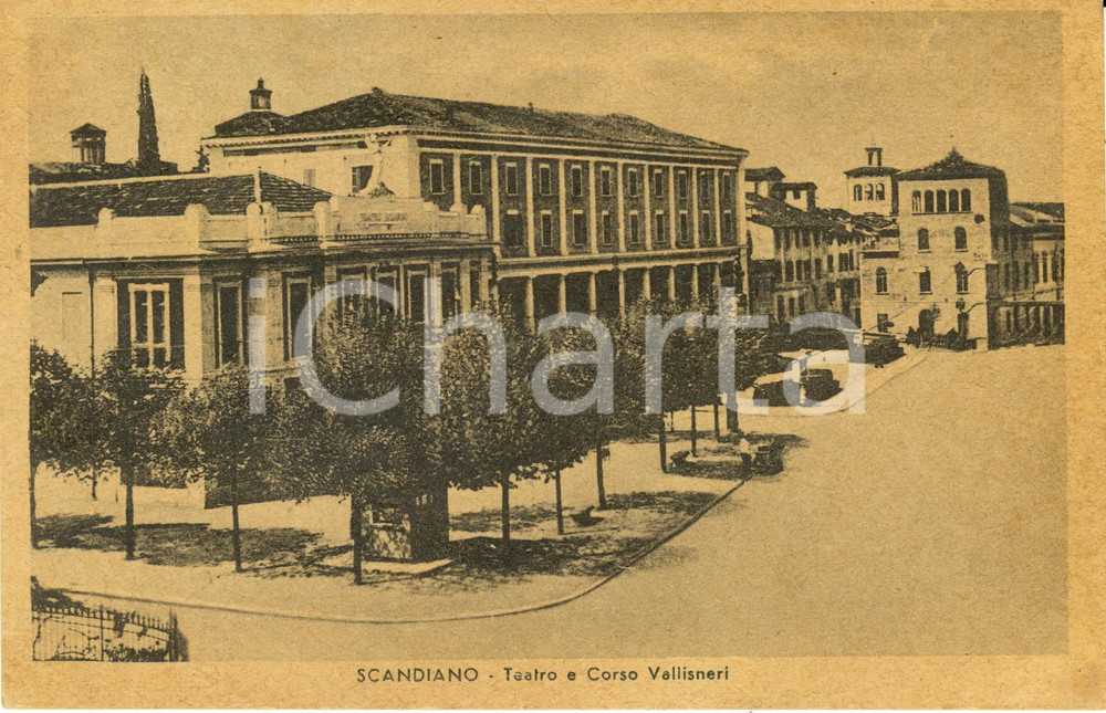 Cartolina originale da collezione 1946 SCANDIANO RE Veduta di Teatro e corso VALLISNERI Cartolina FP VG 1