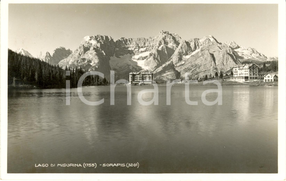 Cartolina originale da collezione 1934 MISURINA BL Veduta del lago con il monte SORAPIS Cartolina postale FP VG 1