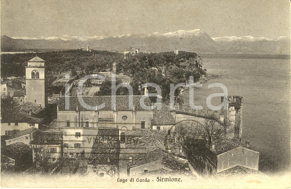 Cartolina originale da collezione 1921 SIRMIONE BS LAGO DI GARDA Veduta panoramica Cartolina postale FP VG 1
