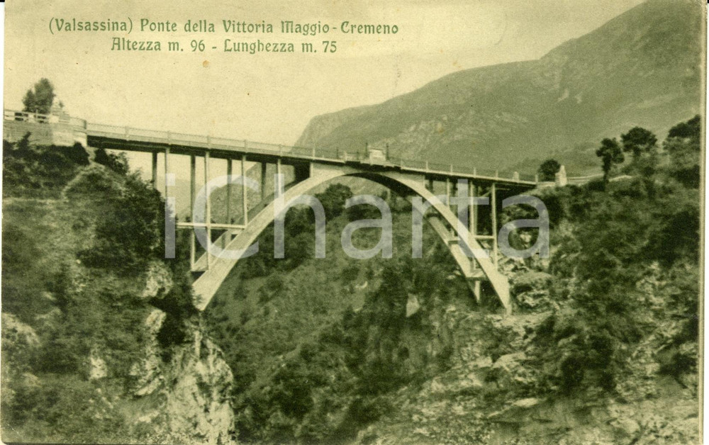 Cartolina originale da collezione 1931 CREMENO (LC) Il Ponte della Vittoria CREMENO-MAGGIO *Cartolina FP VG 1