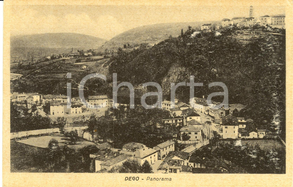 Cartolina originale da collezione 1930 ca DEGO SV Panorama del paese dall alto Cartolina postale FP NV 1