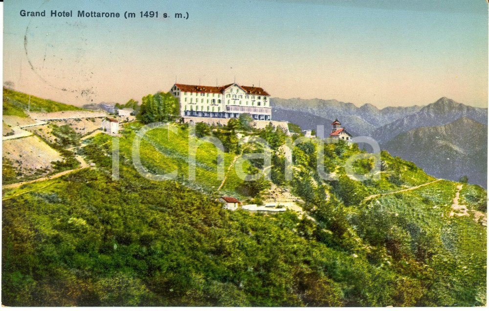 Cartolina originale da collezione 1916 MONTE MOTTARONE (VB) Veduta esterna del Grand Hotel *Cartolina FP VG 1