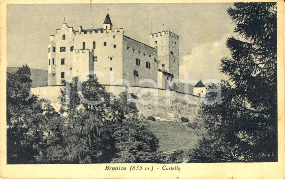 Cartolina originale da collezione 1940 BRUNICO Veduta esterna del castello *Cartolina postale FP VG 1