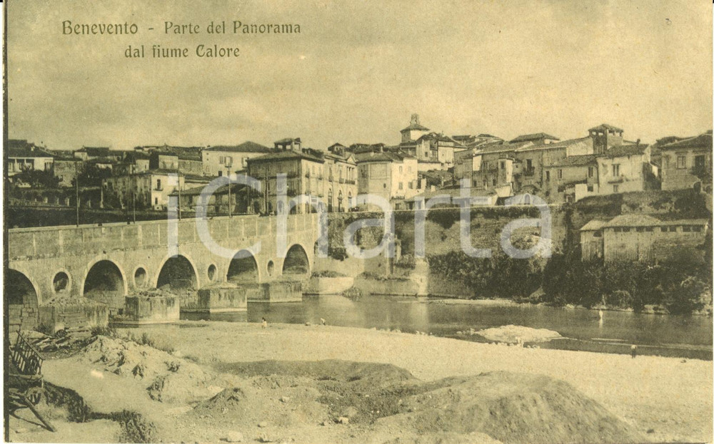 Cartolina originale da collezione 1920 ca BENEVENTO Parte del panorama dal fiume CALORE *Cartolina postale FP NV 1