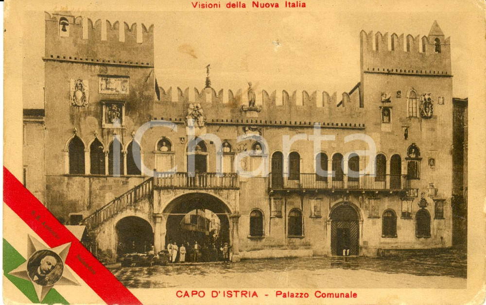 Cartolina originale da collezione 1915 CAPO D ISTRIA/KOPER Palazzo comunale Visioni nuova Italia Cartolina FP VG 1