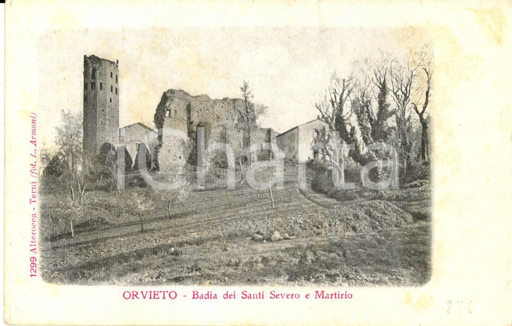 Cartolina originale da collezione 1900 ca ORVIETO (TR) La badia dei Santi SEVERO e MARTIRIO *Cartolina FP NV 1