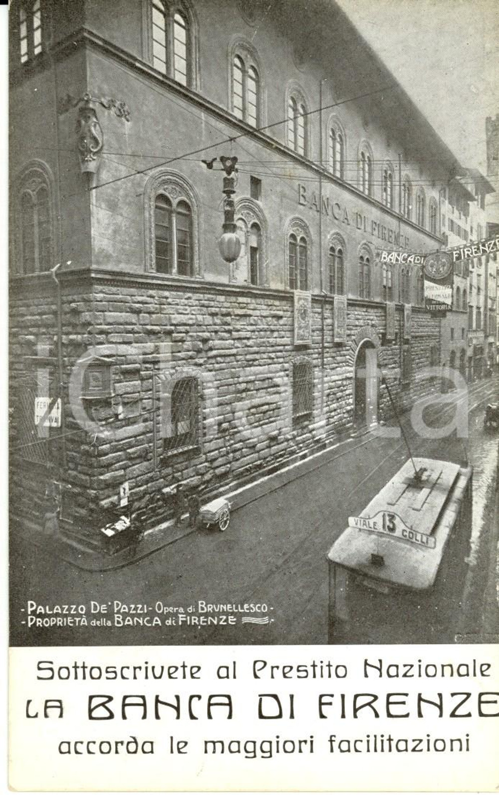 Cartolina originale da collezione 1917 ca WW1 Sottoscrizione prestito nazionale BANCA di FIRENZE *Cartolina FP NV 1