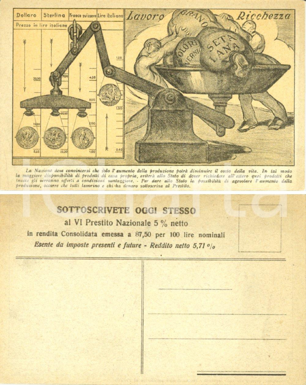 Cartolina originale da collezione 1917 ca Sottoscrizione del VI PRESTITO NAZIONALE *Cartolina ILLUSTRATA FP NV 1