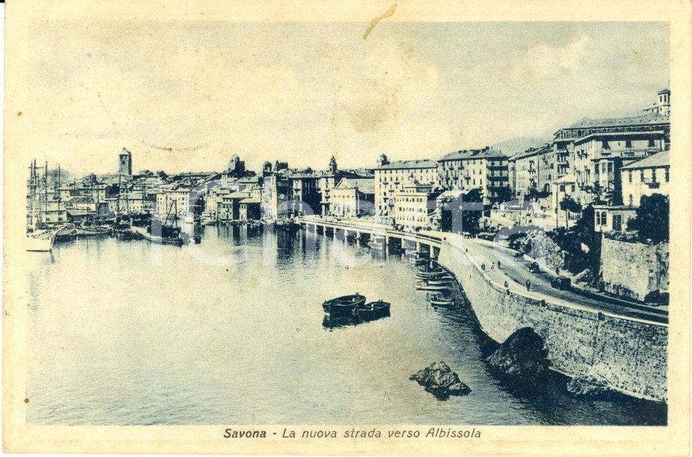 Cartolina originale da collezione 1935 SAVONA Veduta della nuova strada verso ALBISSOLA *Cartolina postale FP VG 1