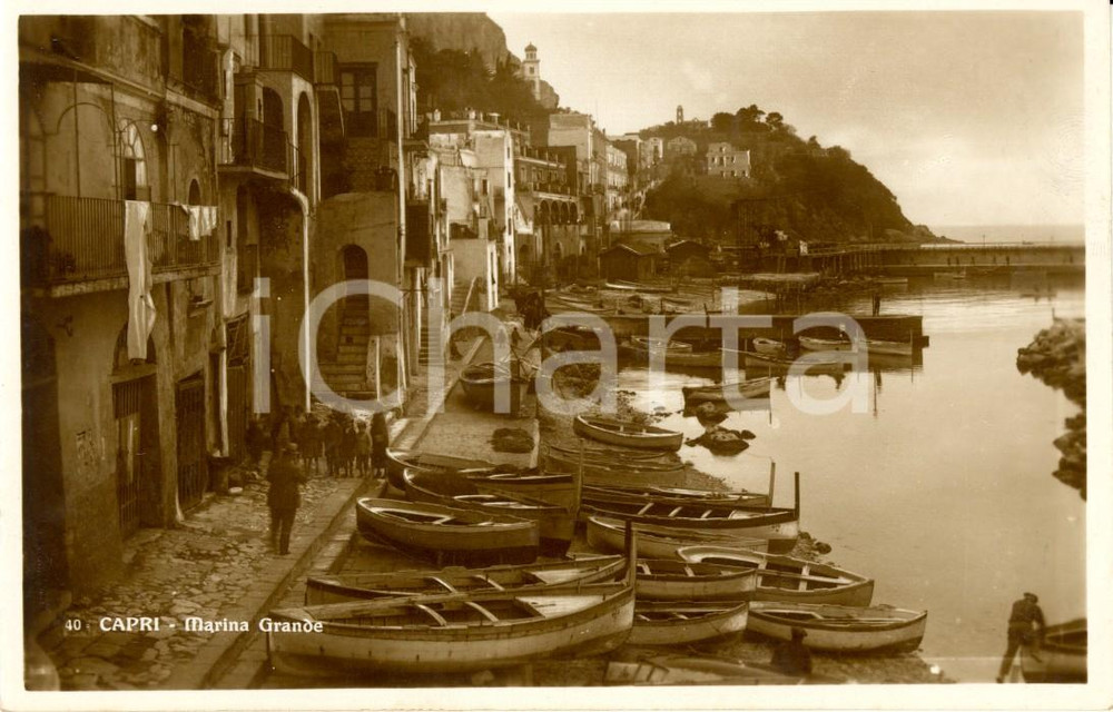 Cartolina originale da collezione 1930 ca ISOLA DI CAPRI (NA) Il porto di MARINA GRANDE *Cartolina ANIMATA FP NV 1