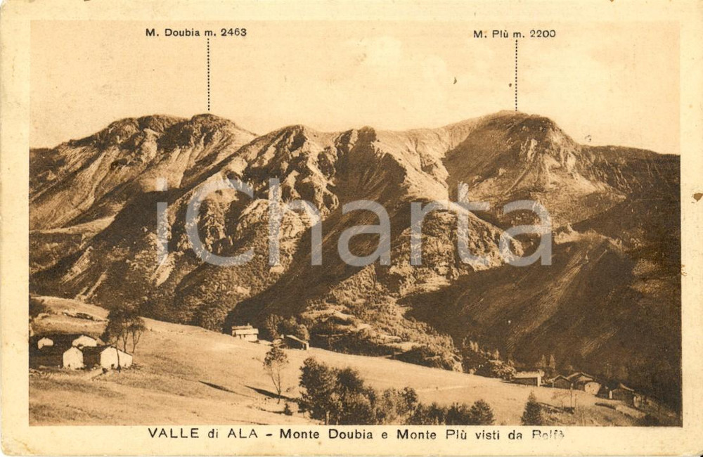 Cartolina originale da collezione 1928 VALLE DI ALA TO Monti DOUBIA e PLU  visti da BELFE  Cartolina FP VG 1