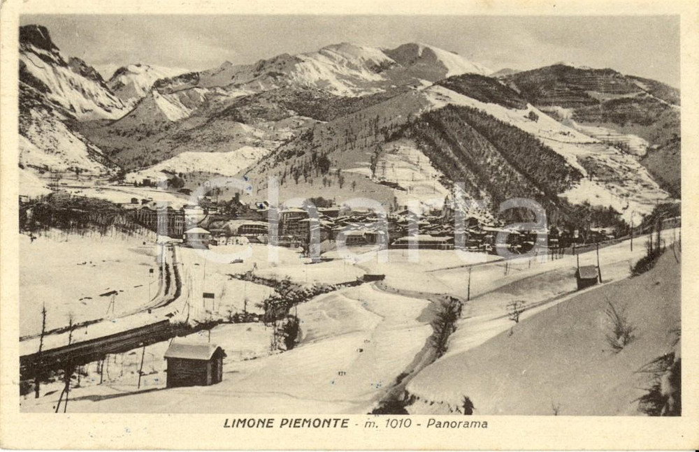 Cartolina originale da collezione 1948 LIMONE PIEMONTE (CN) Veduta panoramica del paese innevato *Cartolina FP VG 1
