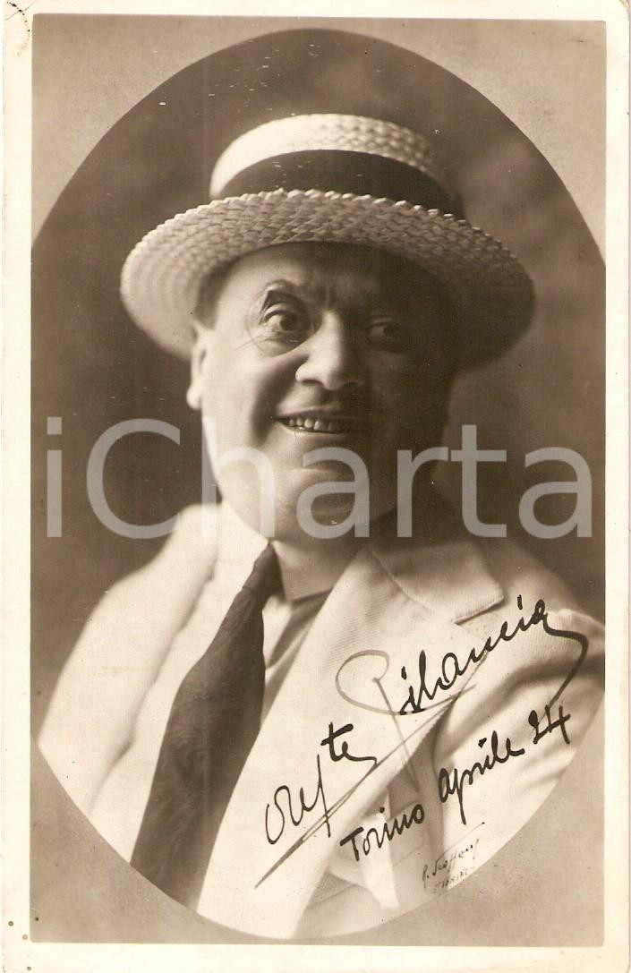Cartolina originale da collezione 1924 CINEMA Attore Oreste BILANCIA Ritratto con monocolo e paglietta *Cartolina 1