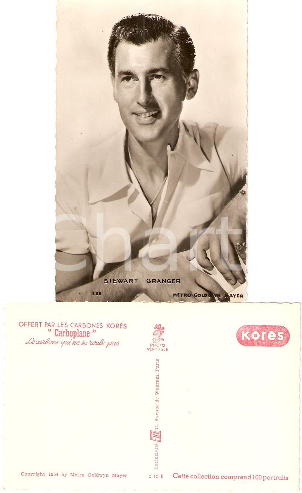 Cartolina originale da collezione 1954 KORES Carboplane Stewart GRANGER Actor METRO GOLDWYN MAYER Cartolina FP NV 1
