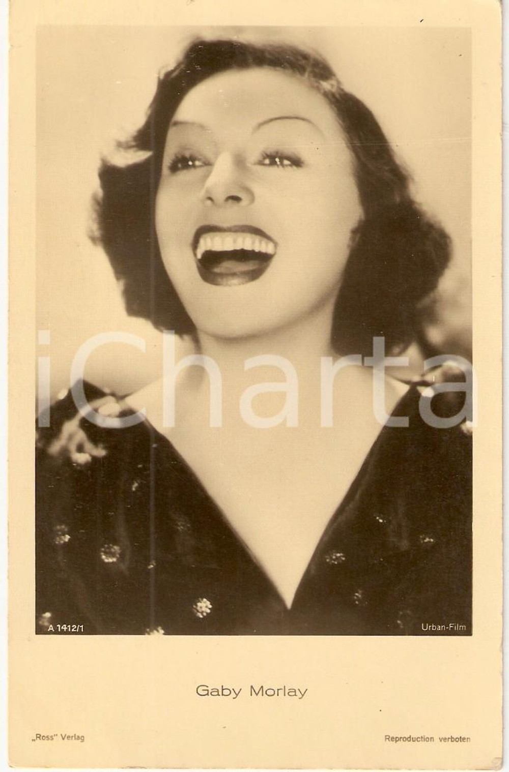 Cartolina originale da collezione 1930 ca CINEMA Portrait Gaby MORLAY Actress URBAN FILM *Cartolina FP NV 1